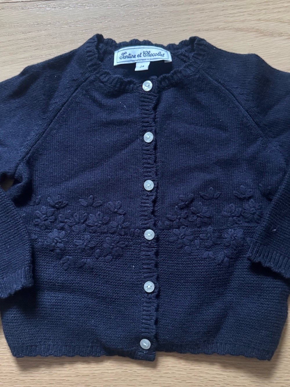 Tartine et Chocolat Navy Floral Knit Cardigan